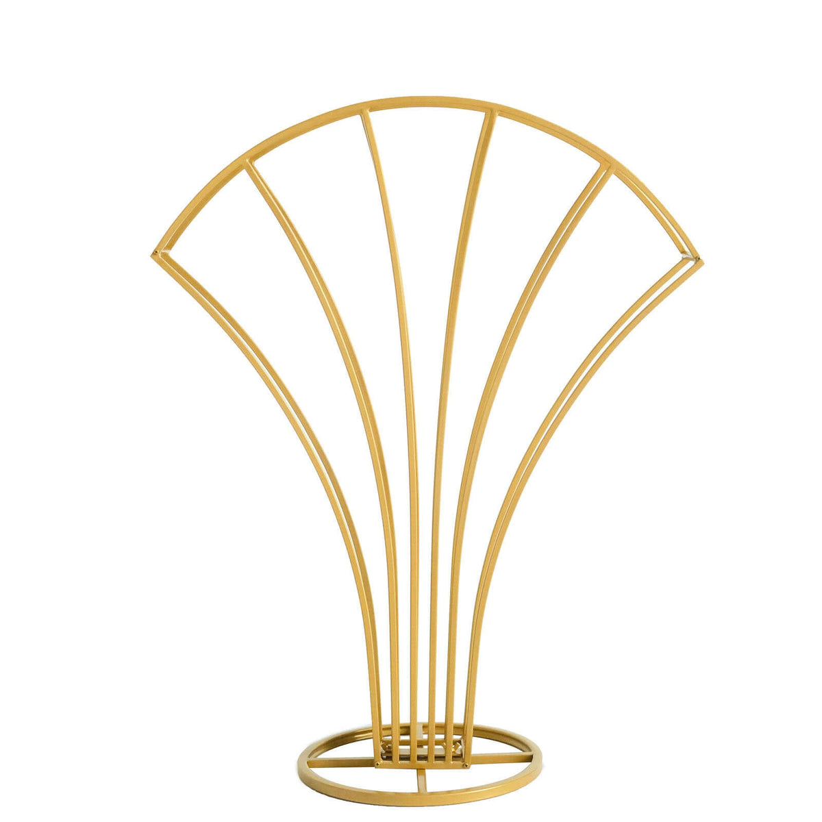 Gold Metal Flower Frame Table Centerpiece 32" Scalloped Fan Shape Design - Wedding Floral Display Stand